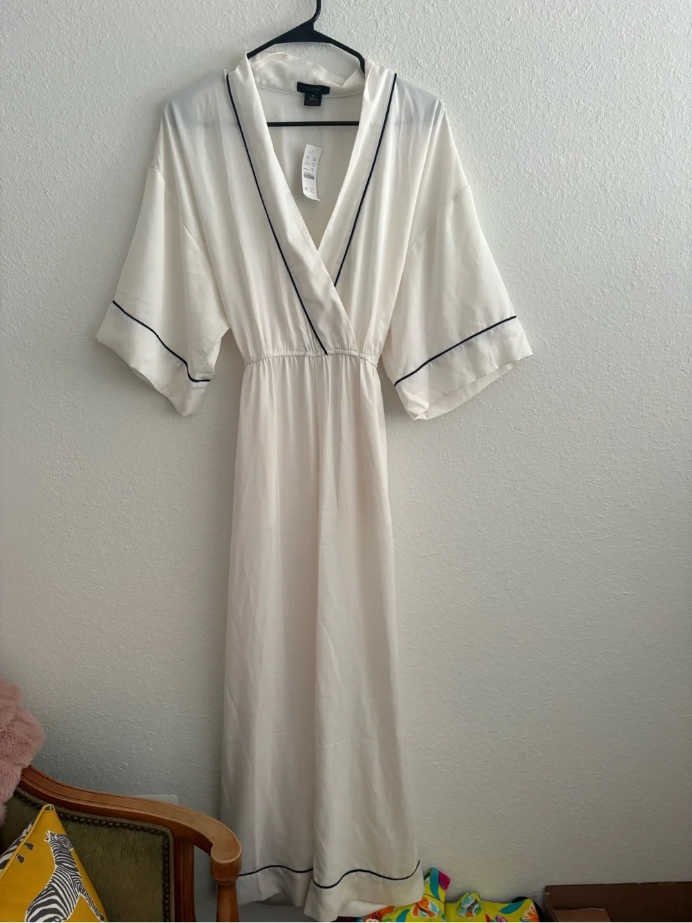 NWT J. Crew Easy-luxe Eco Jumpsuit White with Navy Trim Size Medium